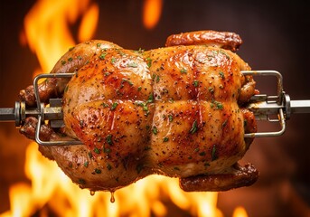 Whole Rotisserie Chicken Over Open Flame &mdash; Roast Chicken