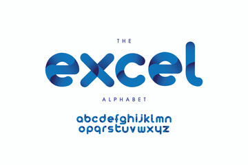 folding font rounded bold font of blue gradient glow ribbon letters set business futuristic logo design template abstract vector elements for corporate identity emblem label or icon folding font color