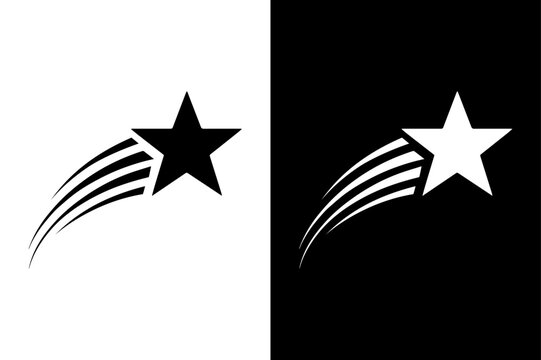 Celestial Falling Star &mdash; Monochrome Minimalist Icon Set.