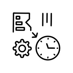Obraz premium Icon set representing process automation, efficiency, and timing