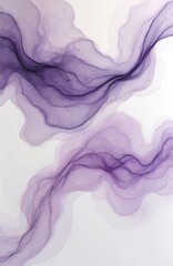 Obraz premium Abstract fluid art with flowing purple ink washes on white background. Soft gradient colors blend and swirl creating delicate ethereal texture. Organic shapes form waves like marbled patterns.