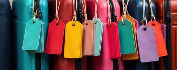 Vibrant Luggage Tags Ready for Travel Colorful Suitcases and Packing Organization