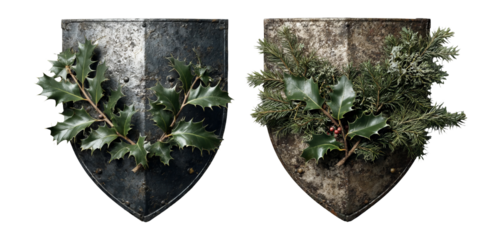 Vintage Shield with Fresh Greenery for Holiday Decor and Festive Style