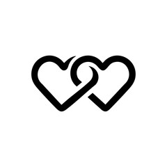 Two interlinked hearts symbolizing eternal love, unity, and connection, ideal for romantic or wedding-themed designs.
