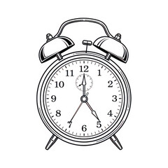 Retro alarm clock silhouette conceptual art symbol of time passing and urgency isolated on transparent background