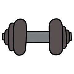 Hand-drawn cartoon dumbbell on a white background.