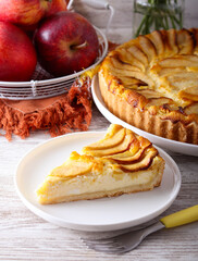 Apple and cheese pie, sliced