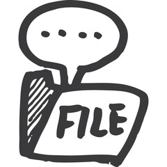 Hand Drawn Icon Representing File Communication With Speech Bubble And Dots Suggesting Conversation On Transparent Background Simple Sketch Style