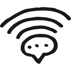 Hand Drawn Icon Representing Online Communication and Connectivity With Wireless Signal Waves Emanating From a Speech Bubble Outline