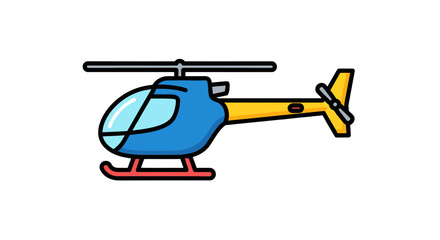 Cartoon Helicopter with Blue Body and Yellow Tail.
