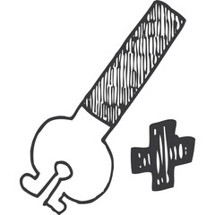 Hand Drawn Illustration of A Mechanical Tool With A Plus Sign On A Transparent Background In Black And White
