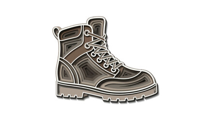 Detailed Illustration of a Rugged Brown Work Boot with Laces.
