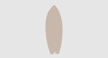 A light brown surfboard with a pointed nose and rounded tail.