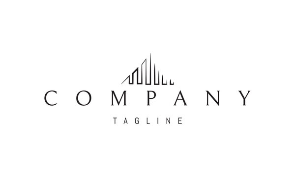 A vector logo featuring an abstract image: a pyramid-shaped house in a linear style, symbolizing stability, harmony, and modern design.