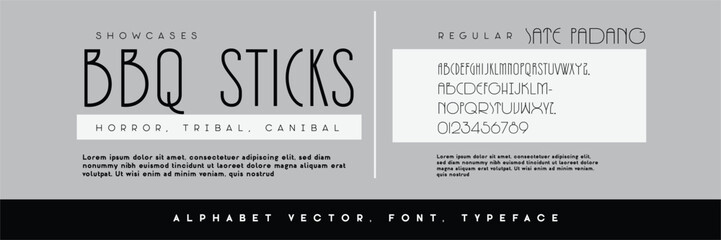 Alphabet Vector, font, typeface, typography, logo, branding, bbq sticks, meat, bbq,