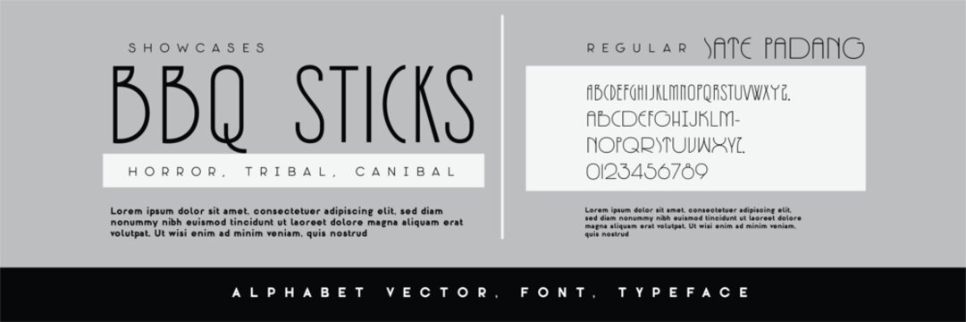 Alphabet Vector, font, typeface, typography, logo, branding, bbq sticks, meat, bbq,