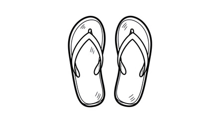 Hand-drawn illustration of a pair of simple flip-flops.