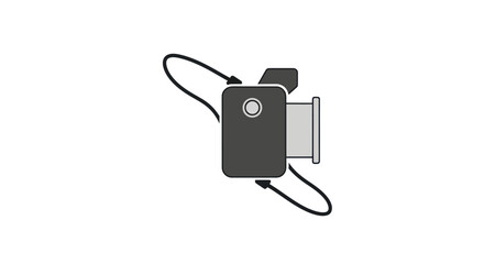 Stylized Icon of a Compact Digital Camera with Lens and Strap.