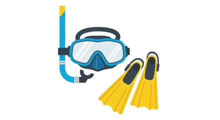 Blue Snorkel Mask and Yellow Flippers for Underwater Exploration.