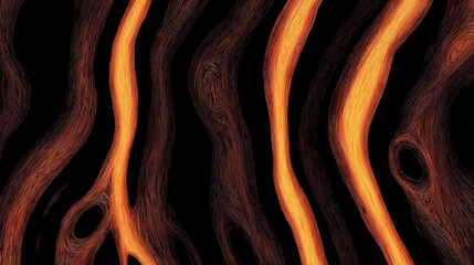 Abstract digital art piece with a black background. it features a series of wavy lines that are arranged in a diagonal pattern, creating a sense of movement and depth.