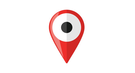 Red location pin icon with black dot inside white circle.