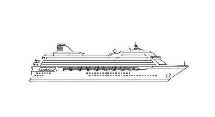 Detailed Outline of a Large Passenger Cruise Ship.
