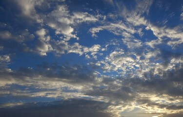 Obraz premium Blue sky with soft clouds. 