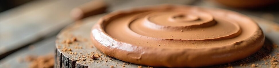 Smooth, Moist Potters Clay Ready for Shaping on Rustic Wood Ideal for Pottery, Ceramics & Crafting Projects