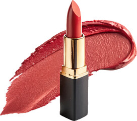 Elegant Red Lipstick Isolated on Transparent Background &ndash; Realistic Makeup Cosmetic PNG
