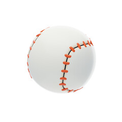 Isolated White Baseball with Red Stitching on a Transparent Background
