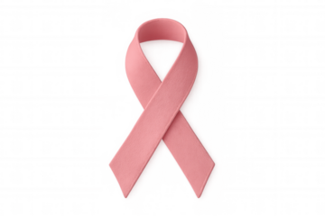 Pink ribbon representing breast cancer awareness, support, health, and solidarity on transparent background