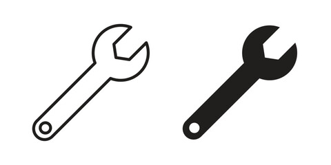 Wrench icon. Monochrome simple icons for templates, web design