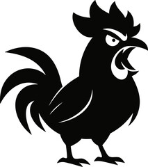 Bold and Dynamic Angry Rooster Cartoon Silhouette
