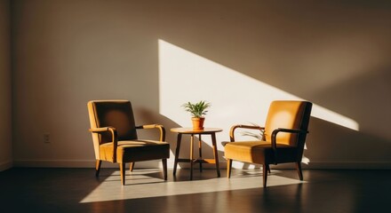 Fototapeta premium Sunny room with two armchairs