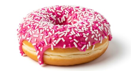 Delicious Pink Frosted Donut with Sprinkles