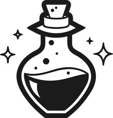 Clean Outline Fantasy Potion Bottle Vector