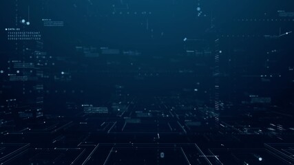 Futuristic digital matrix interface with floating data, binary code, and glowing tech elements. Ideal for cyber, AI, and data visualization concepts. Technology digital data background - Powered by Adobe