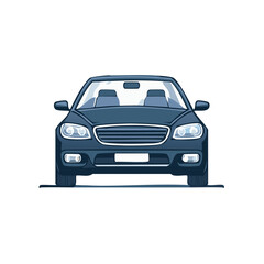 Fototapeta premium Blue Sedan Car Front View Illustration Automobile Transport Vehicle Design