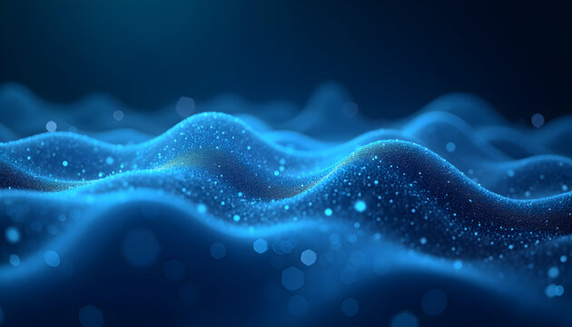 glowing blue data wave background for digital business slides