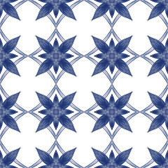 Obraz premium Ink25-01 – Indigo Asian Watercolor Tile Pattern