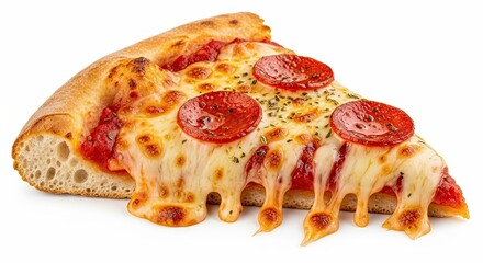 Delicious Pepperoni Pizza Slice With Melty Cheese and Tomato Sauce