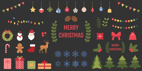 Obraz premium set of christmas icons, christmas decoration