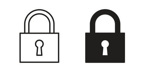 Lock icon. Monochrome simple icons for templates, web design
