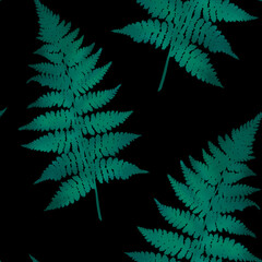 Beautiful green fern leaf, seamless floral botanical pattern with tropical plants. Digital watercolor hand drawn. For fabric, textiles, wrappers, covers, women, girls, accessories, gifts