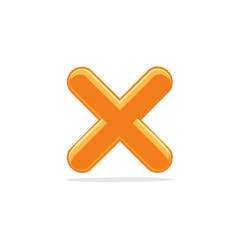 Obraz premium Abstract Orange Cross Mark Cartoon Error Sign Incorrect Choice Symbol Icon