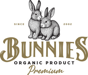 Vintage classic hand drawn rabbit logo