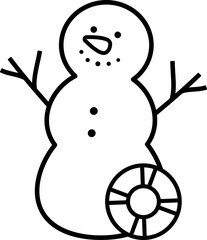 Summer  beach summer sand snowman outline vector.
Christmas beach sand snowman line icon isolated  .
Transparent background. SVG.