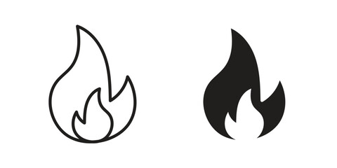 Fire icon. Monochrome simple icons for templates, web design