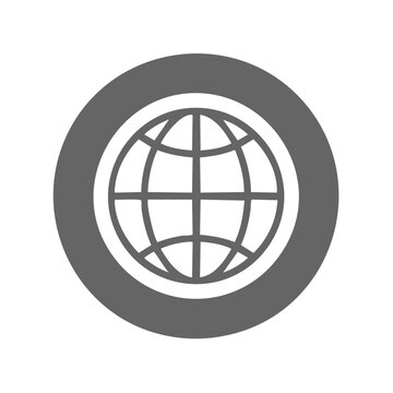 Grey Globe Icon Symbol for Global Communication and Internet Network