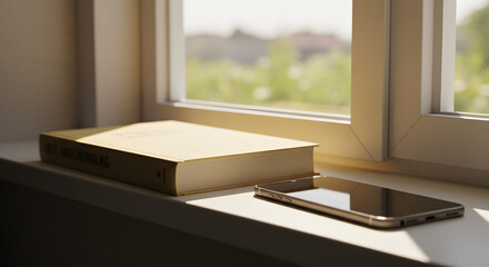 따스한 햇빛이 스며드는 창가에서의 독서.